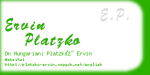 ervin platzko business card